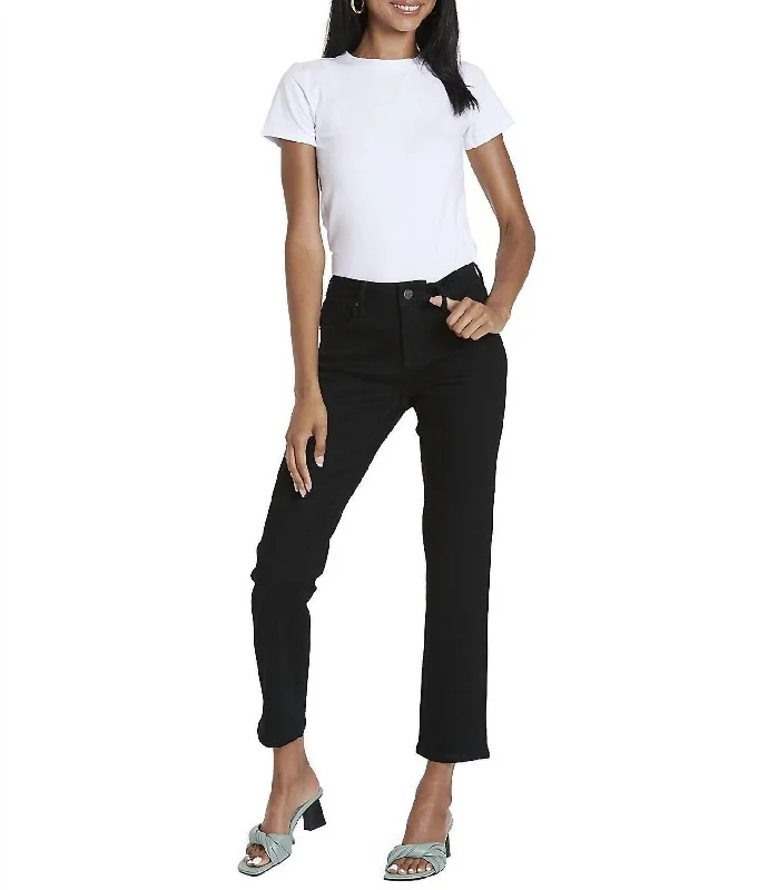 Blaire High Rise Ankle Slim Straight Jeans In Black