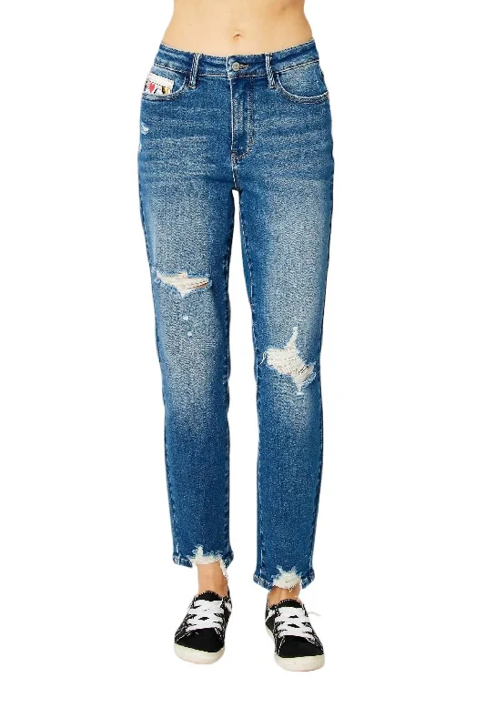 Women's Queen Of Hearts High Rise Boyfriend Jeans In Blue