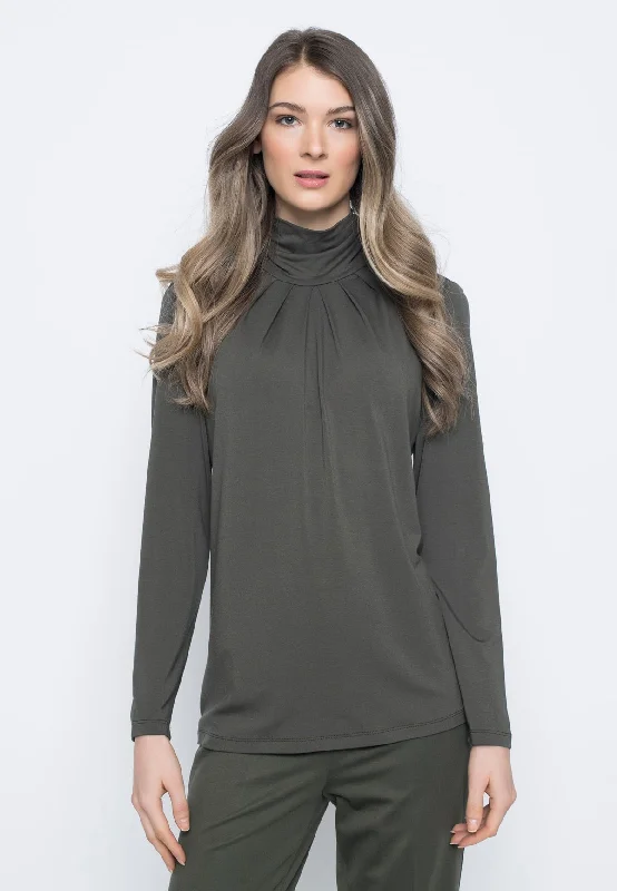 Pleated Mock Neck Top