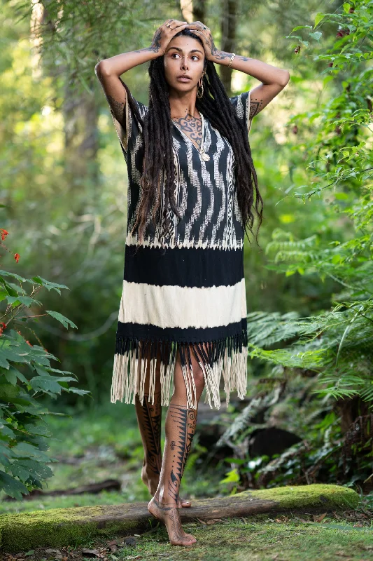 Savannah Long Dress - Black/White