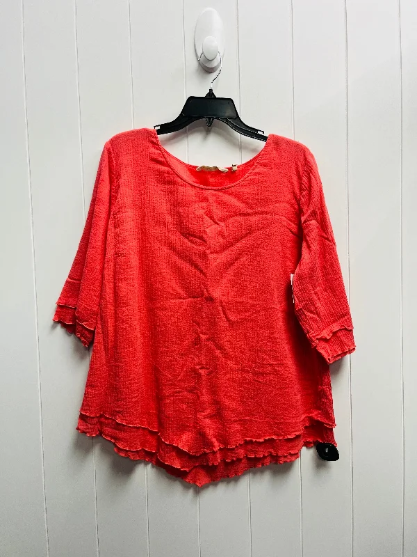 Top 3/4 Sleeve By Soft Surroundings In Coral, Size: Xlp