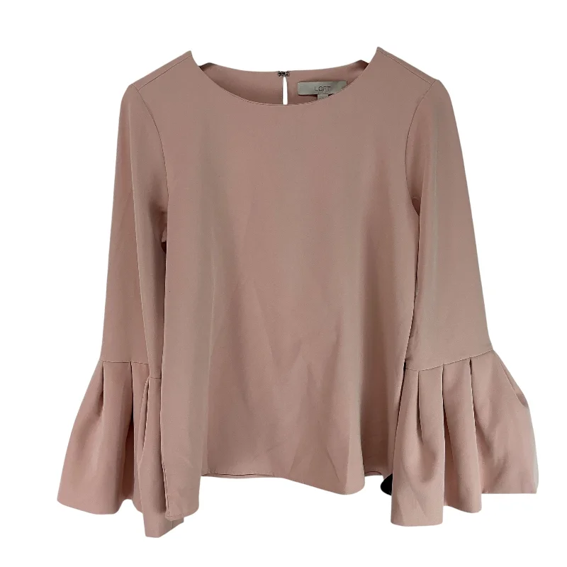 Top Long Sleeve Basic By Loft In Pink, Size: S