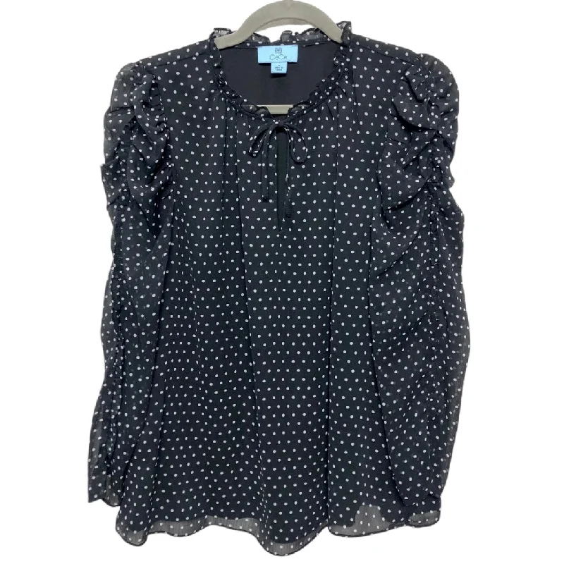 Top Long Sleeve By Cece In Black & White, Size: S