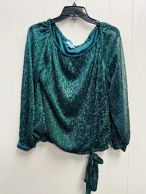 Top Long Sleeve By Cece In Blue & Green, Size: L