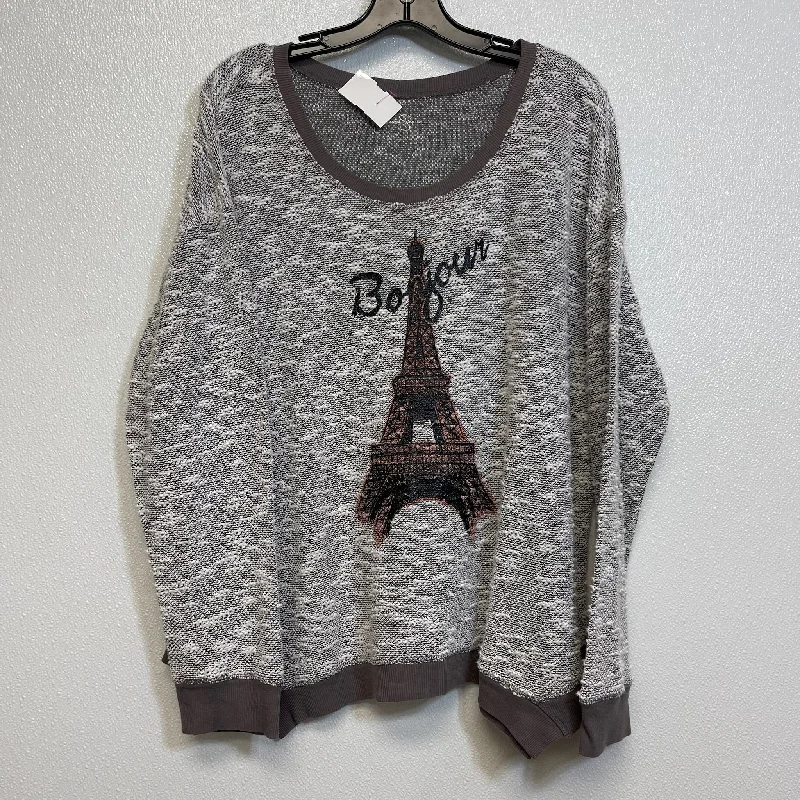 Top Long Sleeve By Jessica Simpson In Grey, Size: 2x