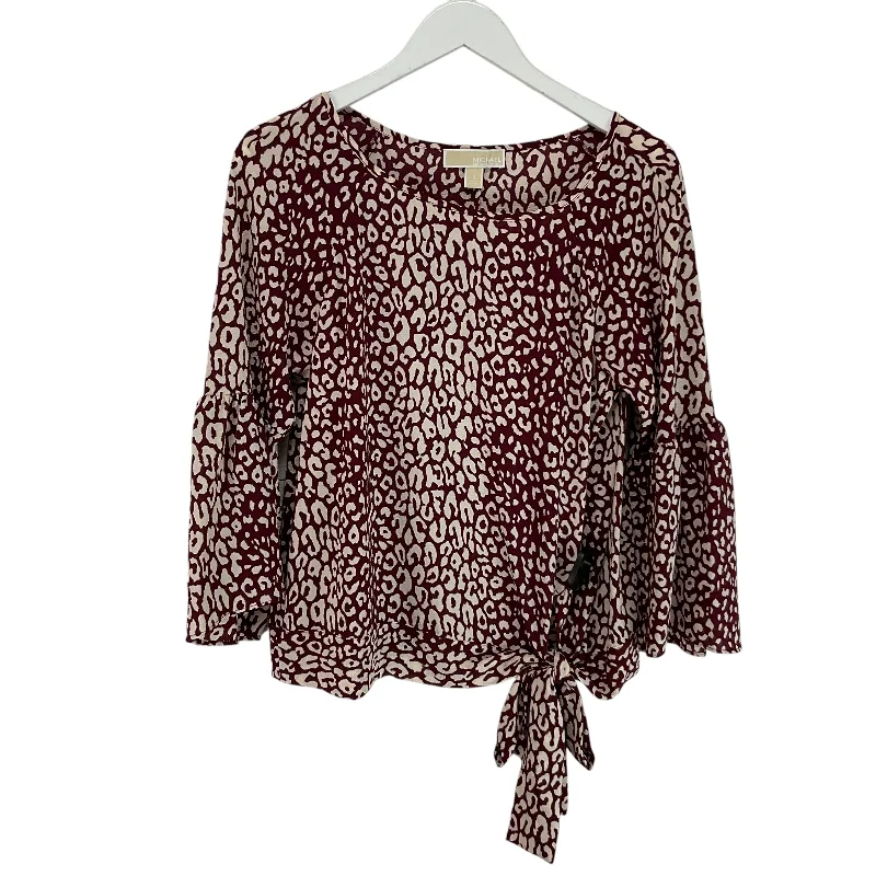 Top Long Sleeve By Michael By Michael Kors In Red & White, Size: S