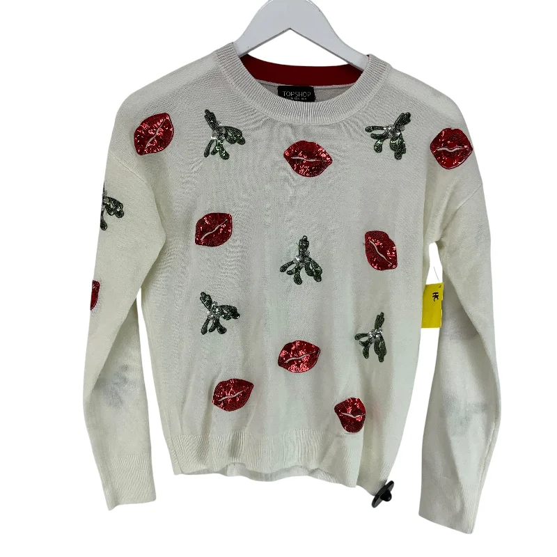 Top Long Sleeve By Top Shop In White, Size: S