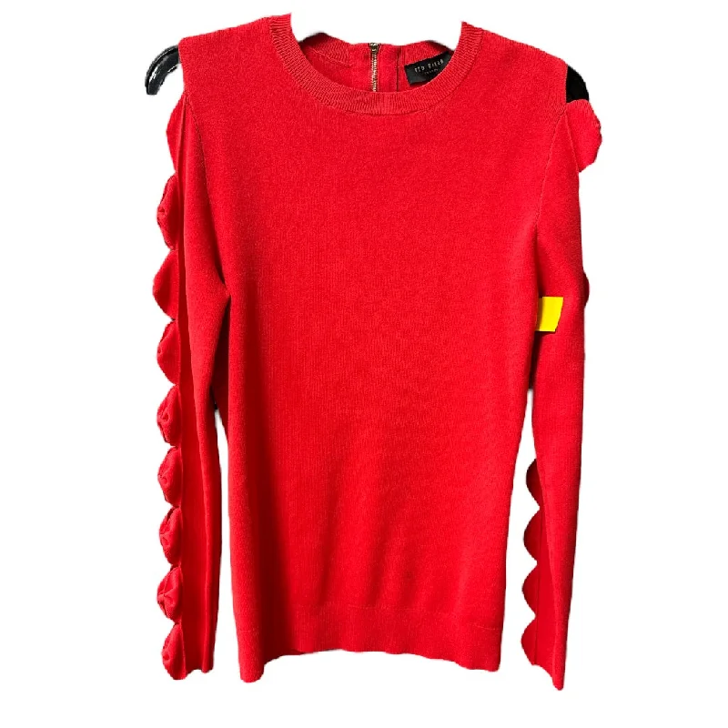 Top Long Sleeve Designer By Ted Baker In Red, Size: S