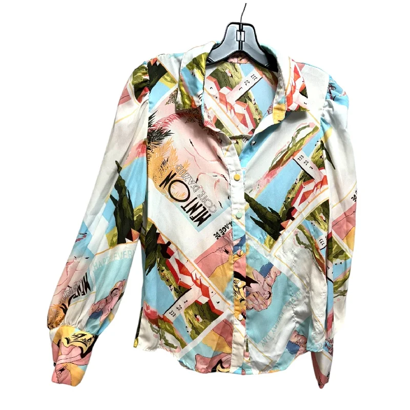 Graphic Print Long Sleeve Button Down Shirt Unbranded In Multi-colored, Size: S