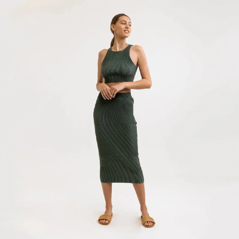 Hamilton Knit Midi Skirt (Marine Green)