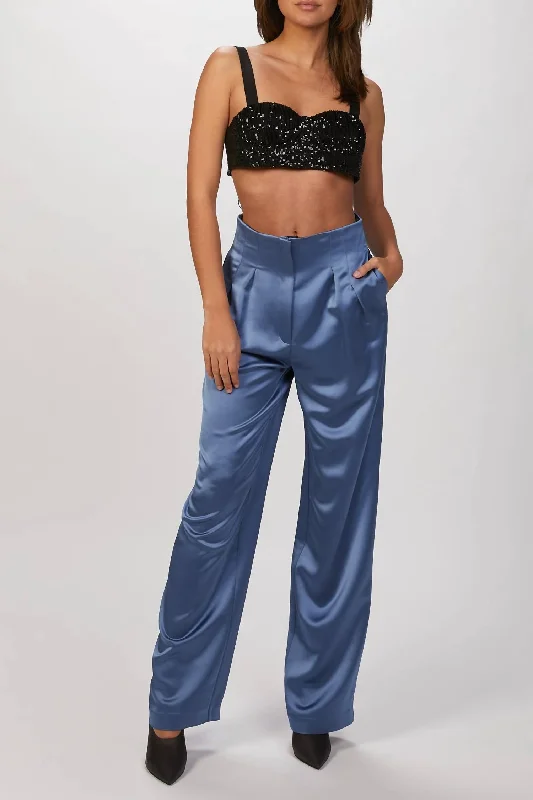 Clyde Satin Pants In Blue