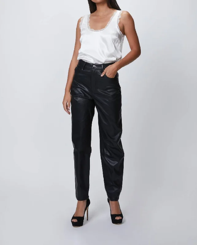 Dani Boyfriend Leather Pants In Black