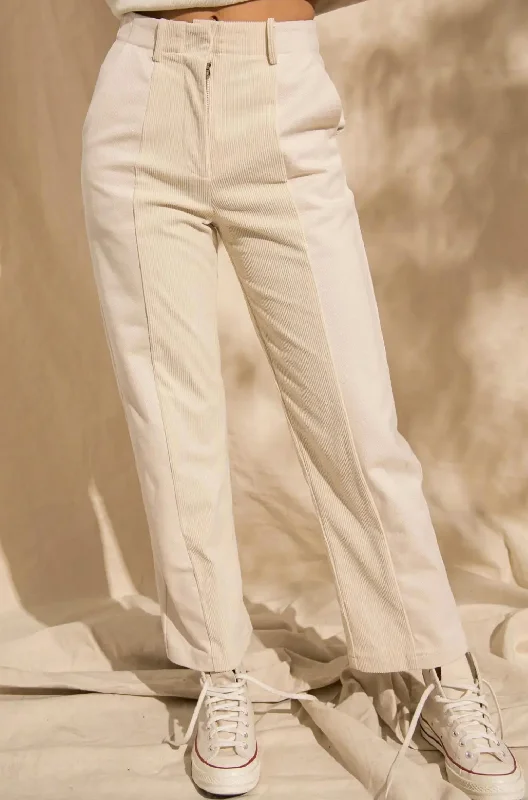 Danielle Split Panel Pants In Ivory