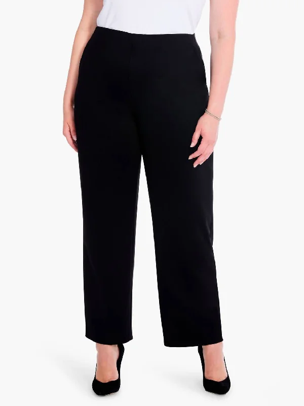 Drapey Ponte Wide Leg Ankle Pant In Black Onyx