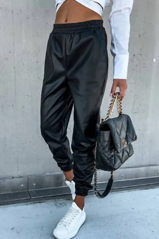 Kenzie Leather Jogger Pant In Black