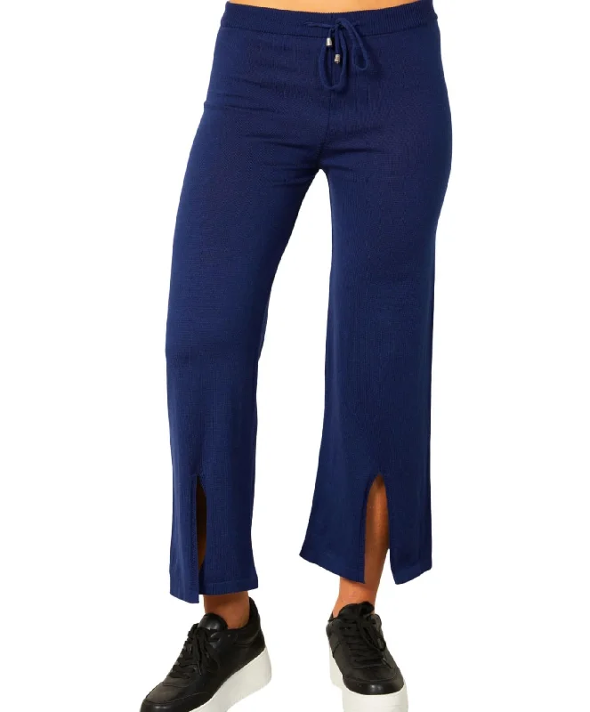 Knit Pant W/ Middle Silt In Navy