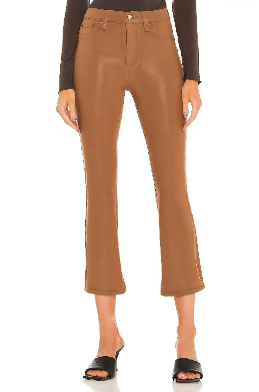 Lennon High Rise Crop Boot Pants In Coated Cognac