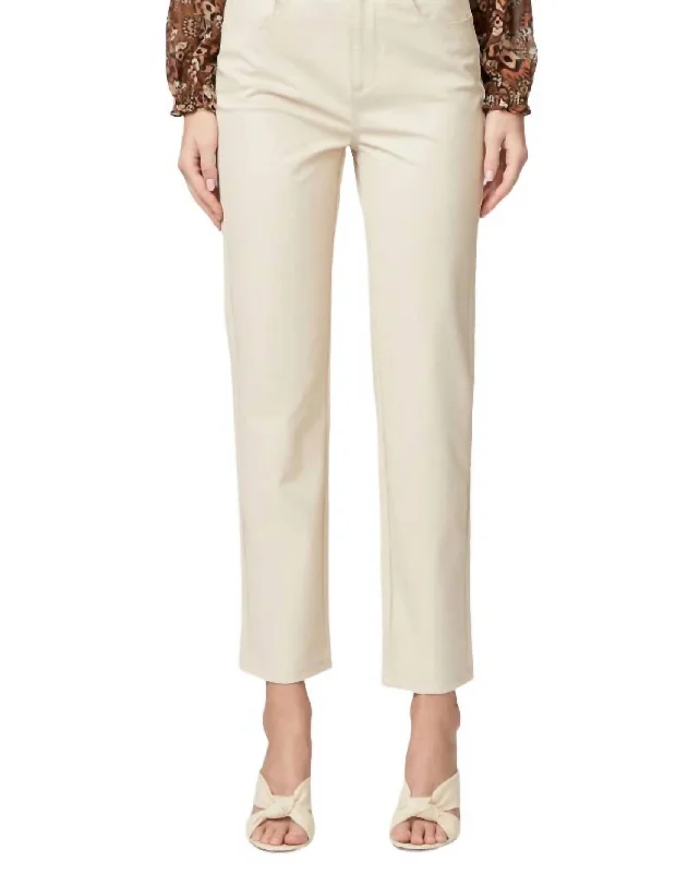 Stella Straight Leg Vegan Leather Pant In Ecru