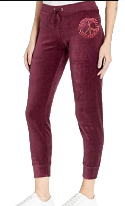 Traditional Logo Track Velour Zuma Pants In Fig