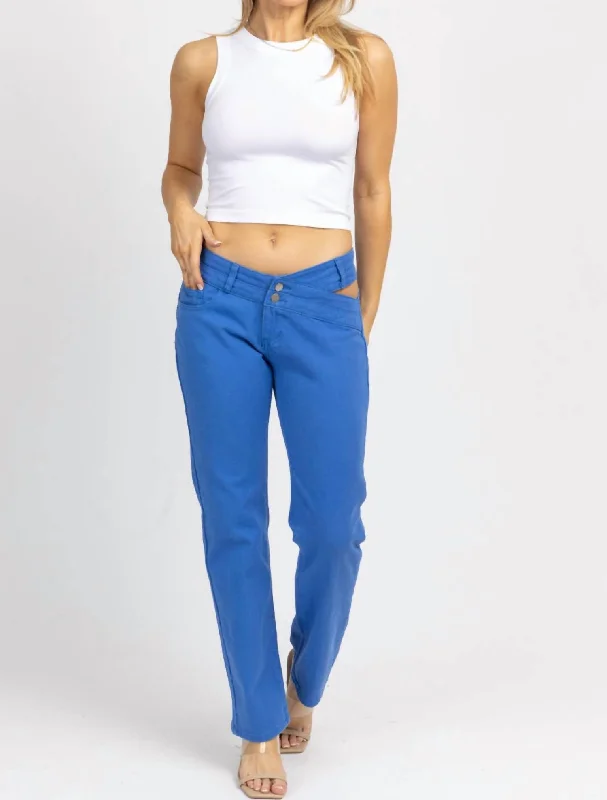 Waist Cutout Denim Pant In Blue