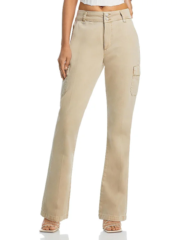 Womens High Rise Pleated Cargo Pants