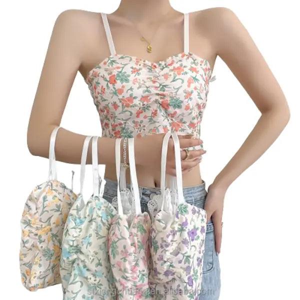 Floral Padded Crop Top Bralette Camisole Bra