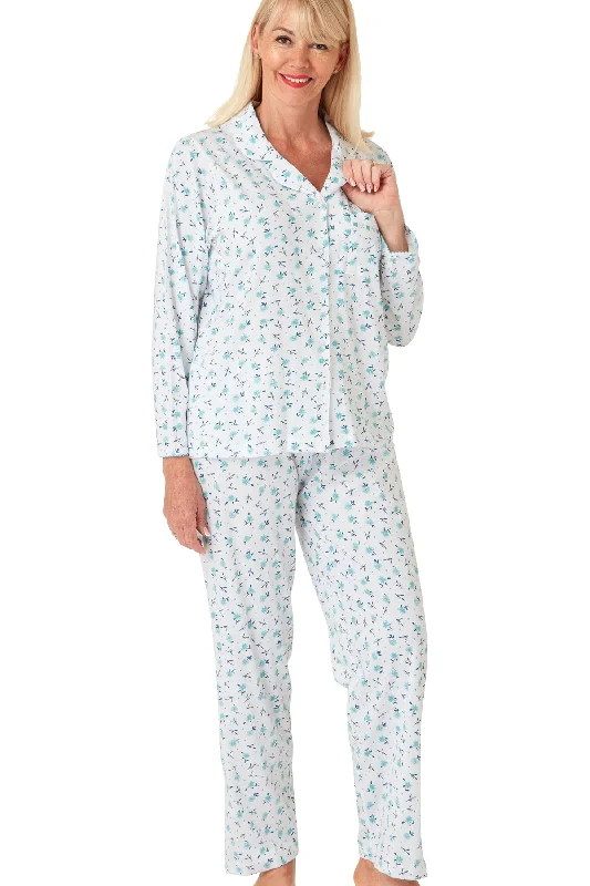 Elsa Floral Print 100% Cotton Jersey Revere Pyjama