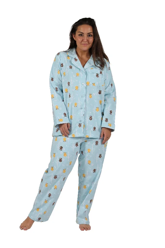 Plus Size La Cera Owl Print Pajama Set