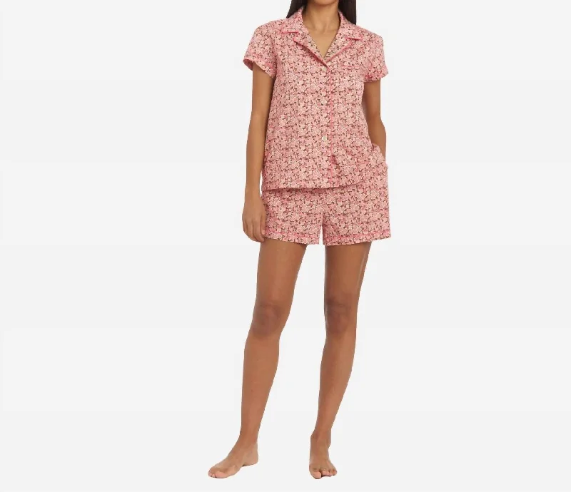 Liberty Print Floral Cotton Classic Short Pj Set In Anoki Rose