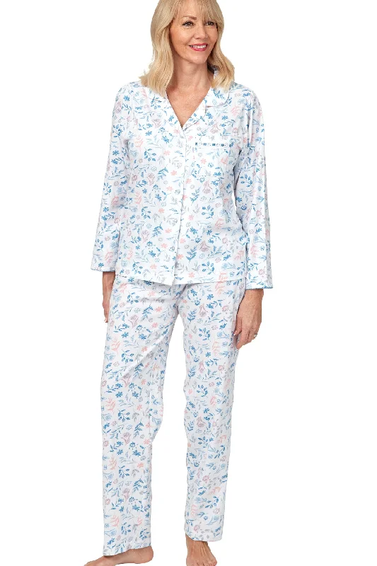 Lyla Print 100% Cotton Jersey Revere Collar Pyjama