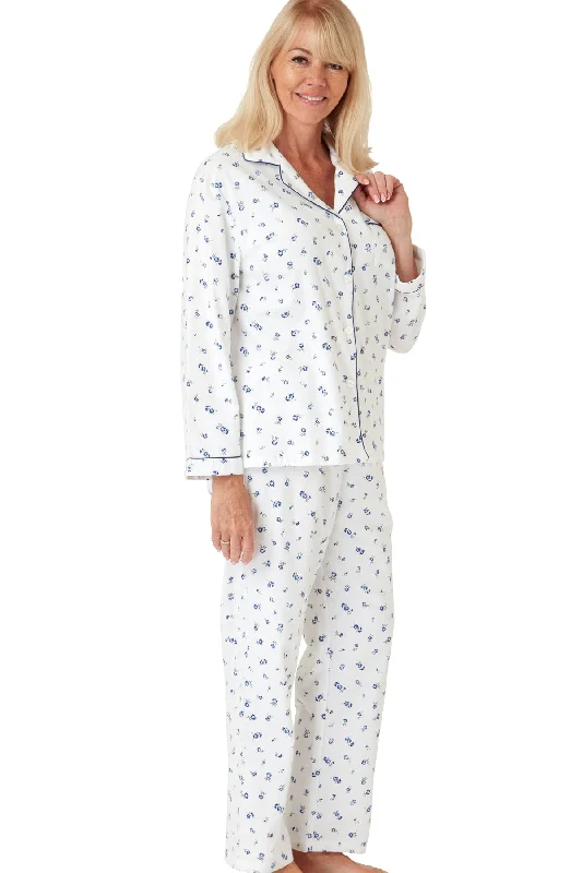 Nina Floral Print Cosy Cotton Wincyette  Revere Collar Pyjama