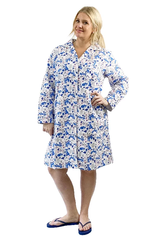 Plus Size Blue Fox Flannel Night Shirt