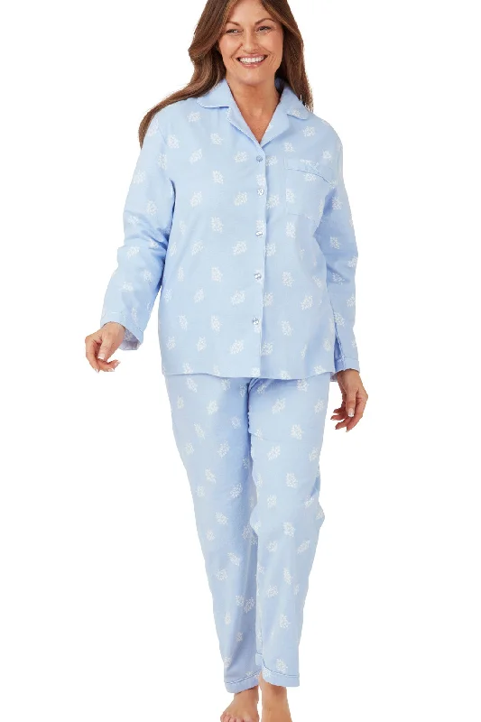 Bold Leaf Cosy Wincyette Revere Collar Pyjama