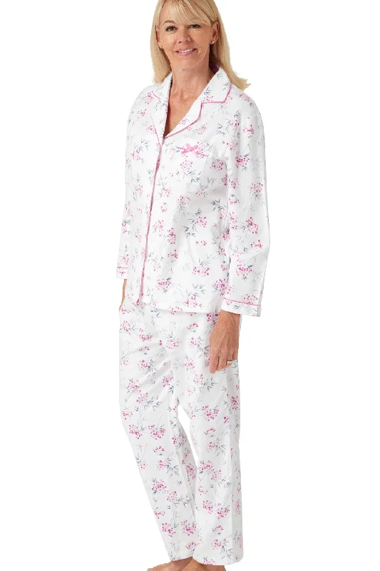 Talia Floral Print  Brushed Cotton Revere Collar Pyjama