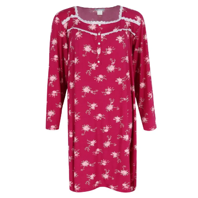 Women's Floral Lace Long Sleeve Sleep Gown