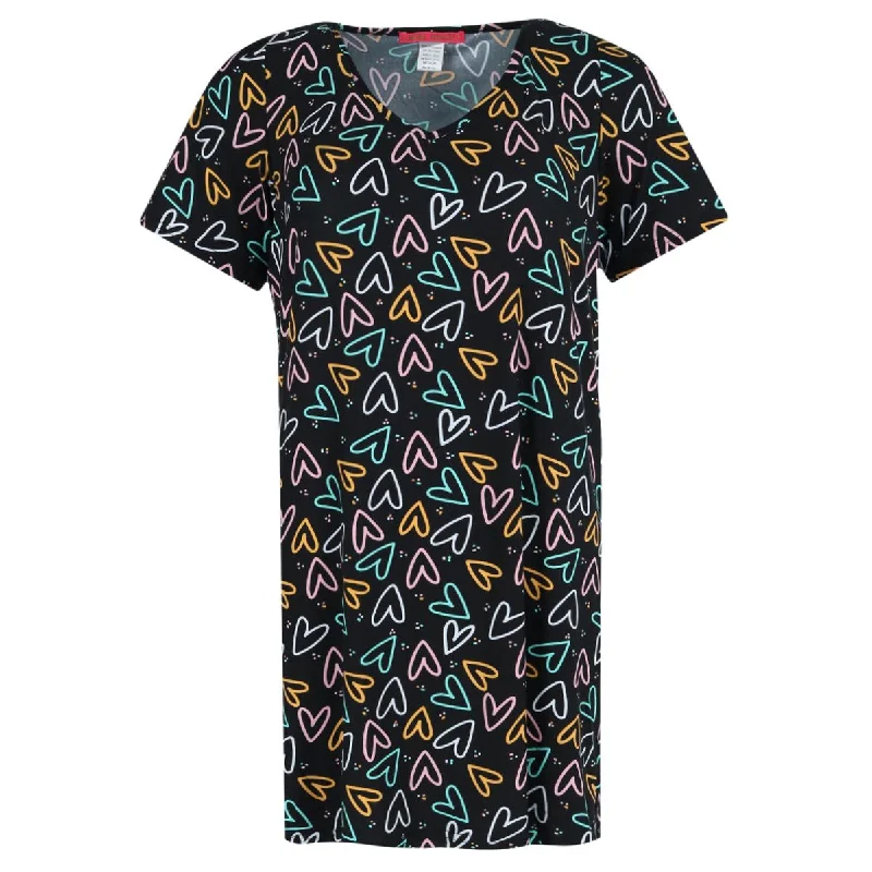 Women's Hearts V-Neck Short Sleeve Night Shirt